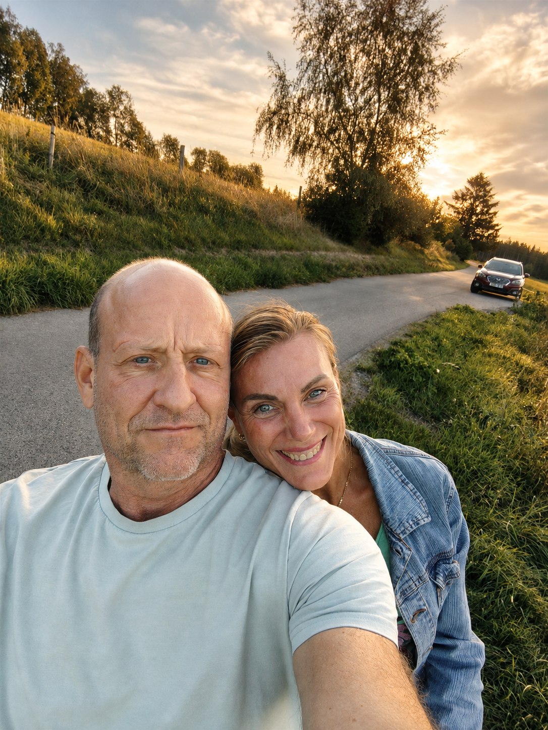 Pavla a Ota spolu při západu slunce